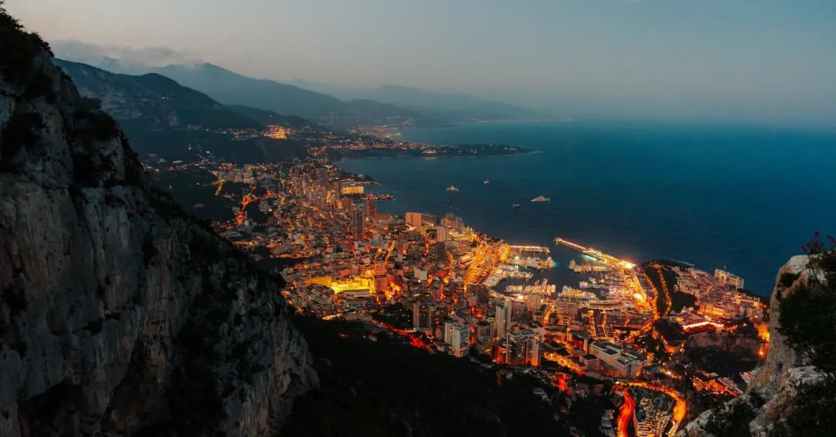 Monaco and Port Hercule at dusk